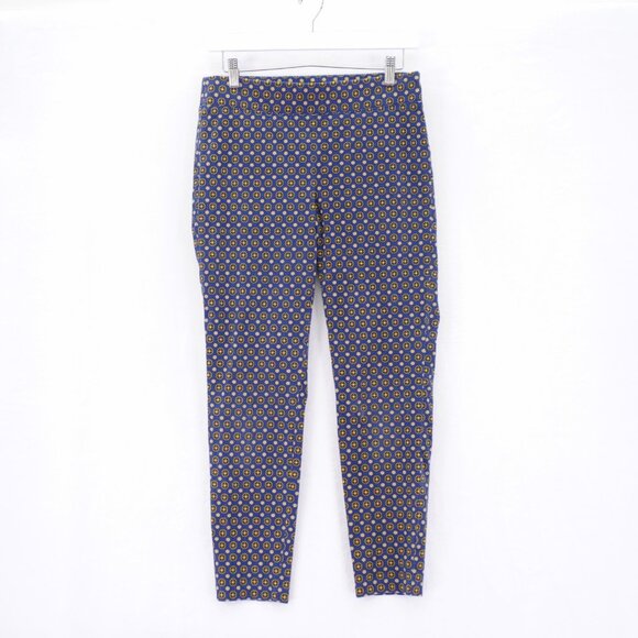 Talbots Essex Ankle Pants Elastic Waist 6 30 / 26 Blue Yellow Geometric Mid Rise - Picture 1 of 7